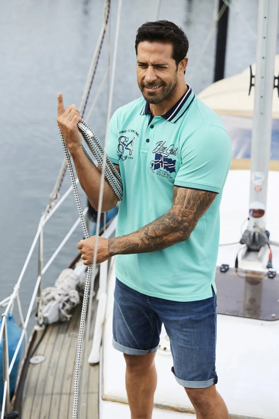 Jan Vanderstorm regular polo OLFGIR Plus turquoise, foto 3