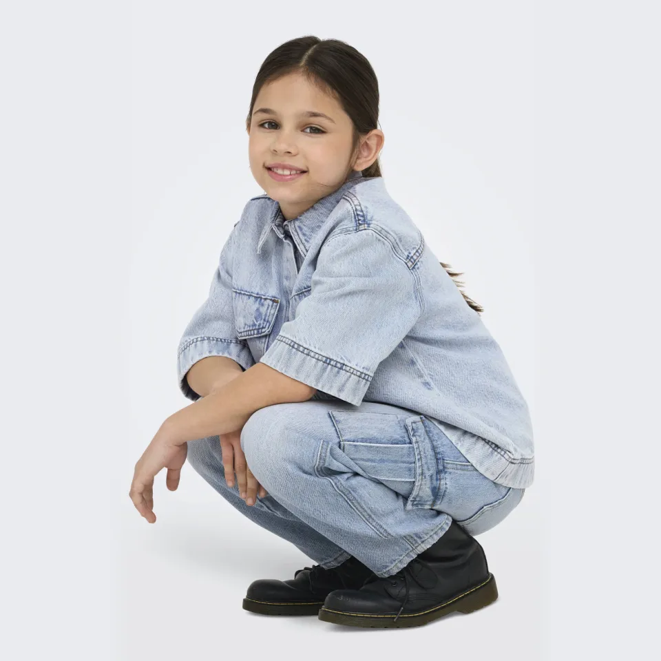 KIDS ONLY GIRL wide leg regular waist jeans light blue denim, foto 3