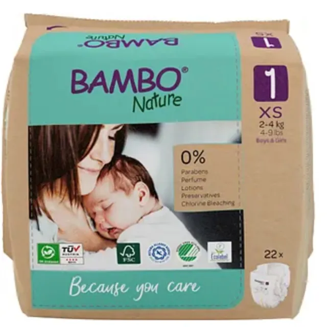 Bambo Nature Luiers Maat 1 XS (2-4 kg) 22 stuks
