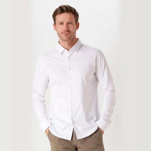 Desoto Slim Fit jersey overhemd wit, foto 2