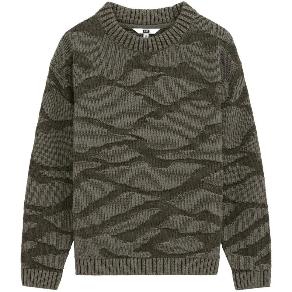 WE Fashion gebreide camouflage trui - donkergroen/groen, foto 2