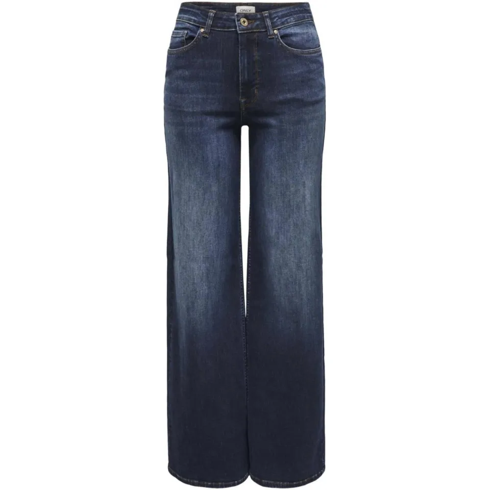 Only high waist wide leg jeans ONLMADISON dark blue denim, foto 2