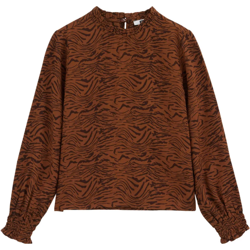 WE Fashion blousetop met zebraprint camel, foto 2