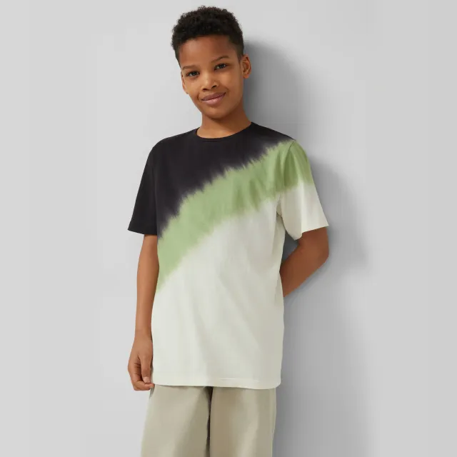 s.Oliver T-shirt zwart met groen en ecru Zwart/lichtgroen/ecru