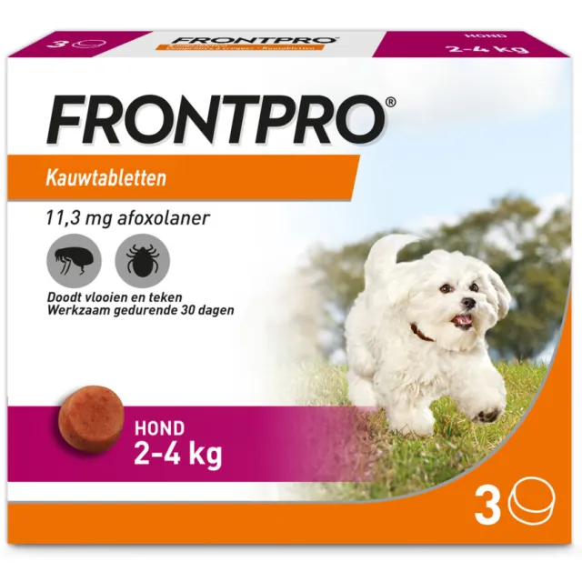 Frontpro Vlooien en Teken Hond S 2-4 kg 3 tabletten