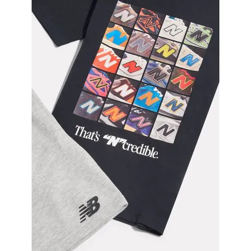 New Balance T-shirt en short set met print - zwart/grijs