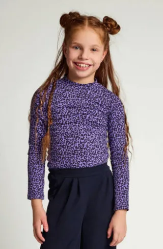 LOOXS little aansluitende longsleeve met panterprint paars, foto 2