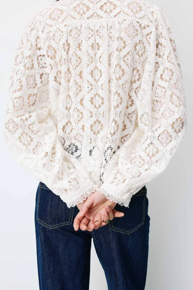 Grace & Mila blouse met kant ecru, foto 3