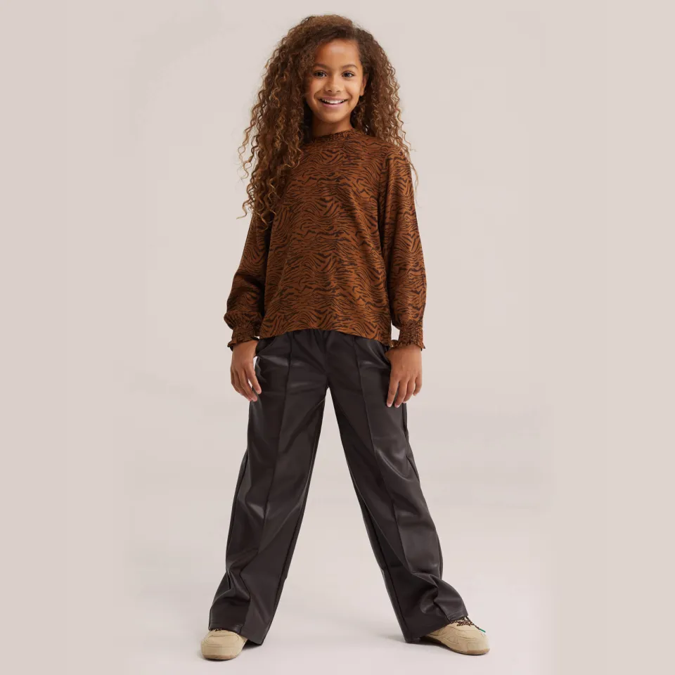 WE Fashion blousetop met zebraprint camel Camel/bruin