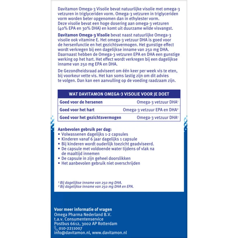 Davitamon Omega-3 Visolie capsules - hoog gedoseerd - 60 stuks, foto 4