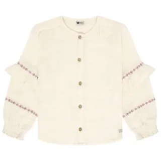 Daily7 rechtvallende blouse met ruches ecru, foto 3