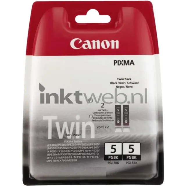 Canon PGI-5BK twinpack zwart (Origineel)