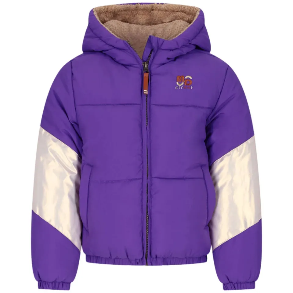 Moodstreet gewatteerde winterjas paars offwhite, foto 2