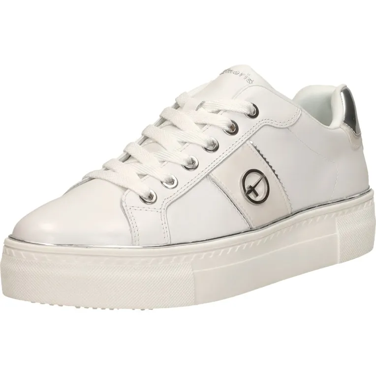 Tamaris veterschoenen wit met zilver, foto 4