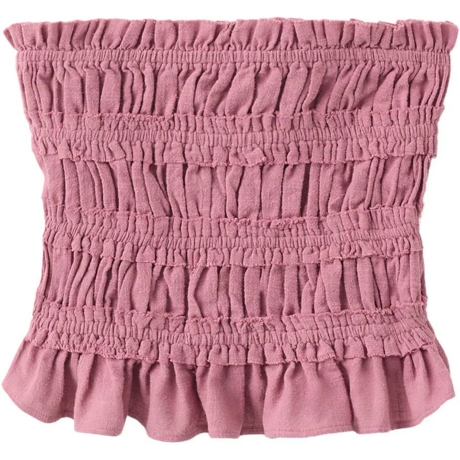 Mango strapless top met smockwerk oudroze, foto 3