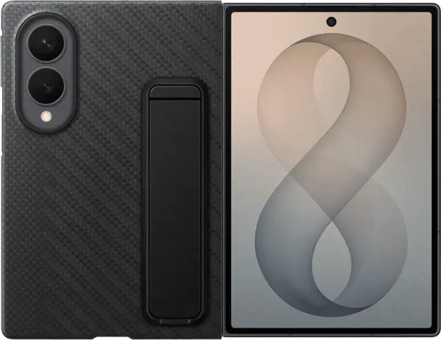 Samsung Galaxy Z Fold 8 Standing Grip Back Cover met Magneet Zwart Black