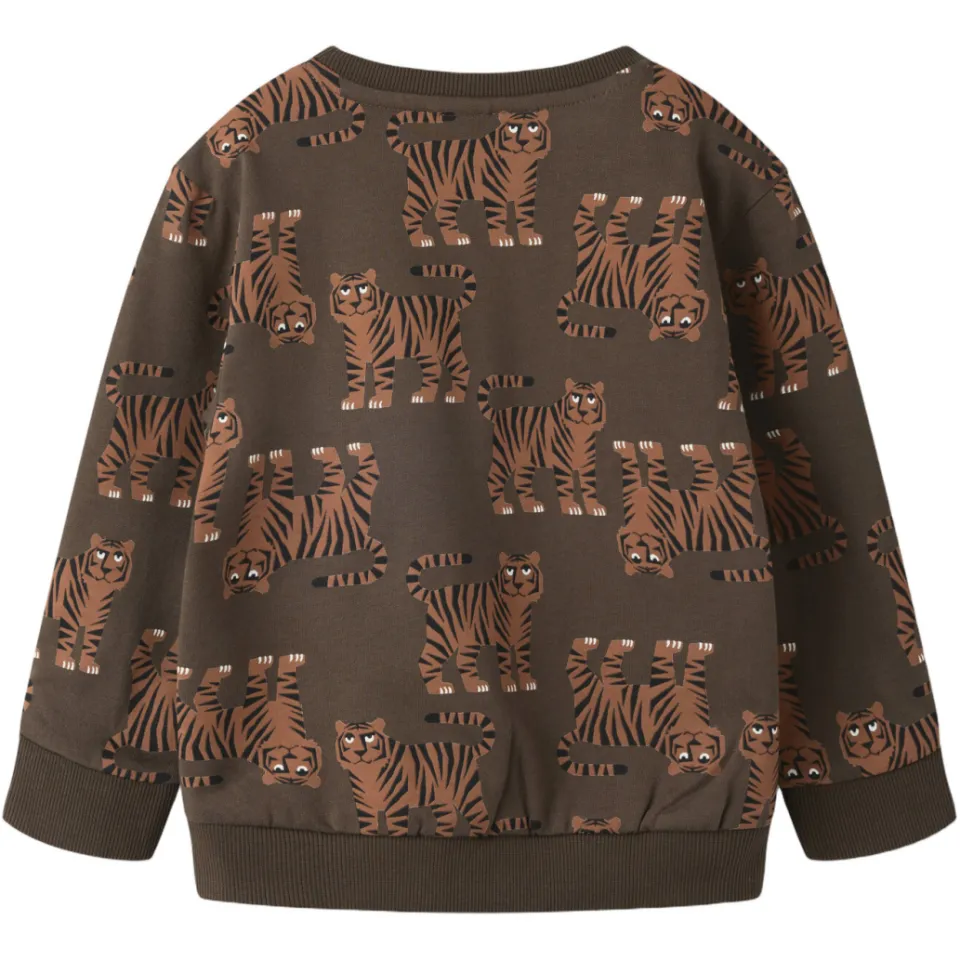NAME IT MINI sweater met print - donkerbruin All over print Donkerbruin/oranje