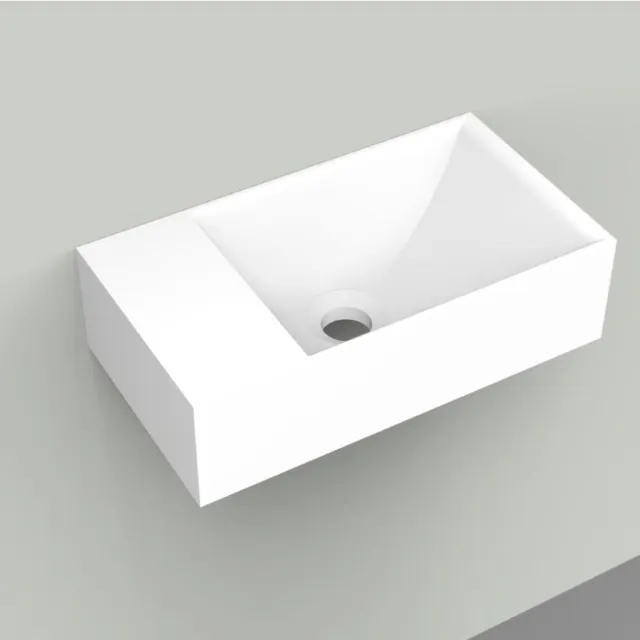 Arcqua Fontein Arcqua Marble Free 40x22x12 cm Links Zonder Kraangat Mat Wit