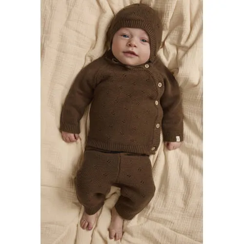 Lil' Atelier gebreide babybroek donkerbruin, foto 3