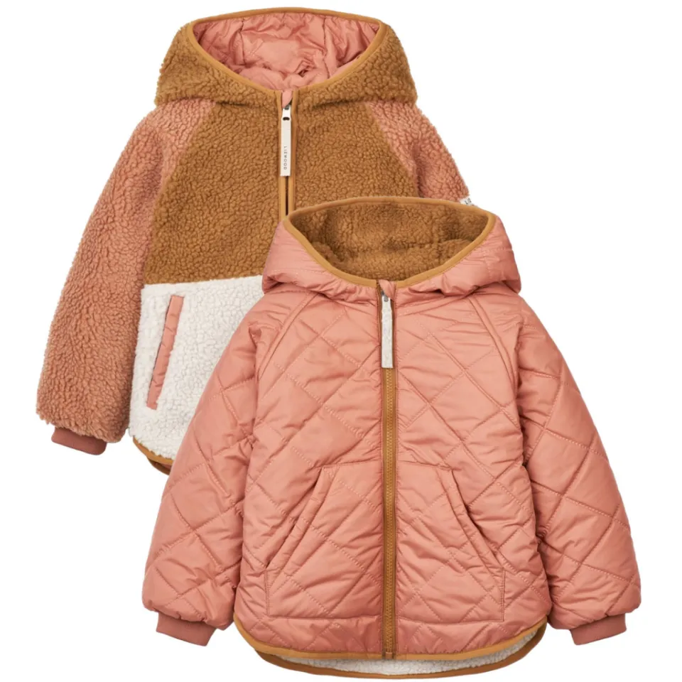 Liewood Jackson reversible gewatteerde winterjas roze/bruin/wit, foto 3