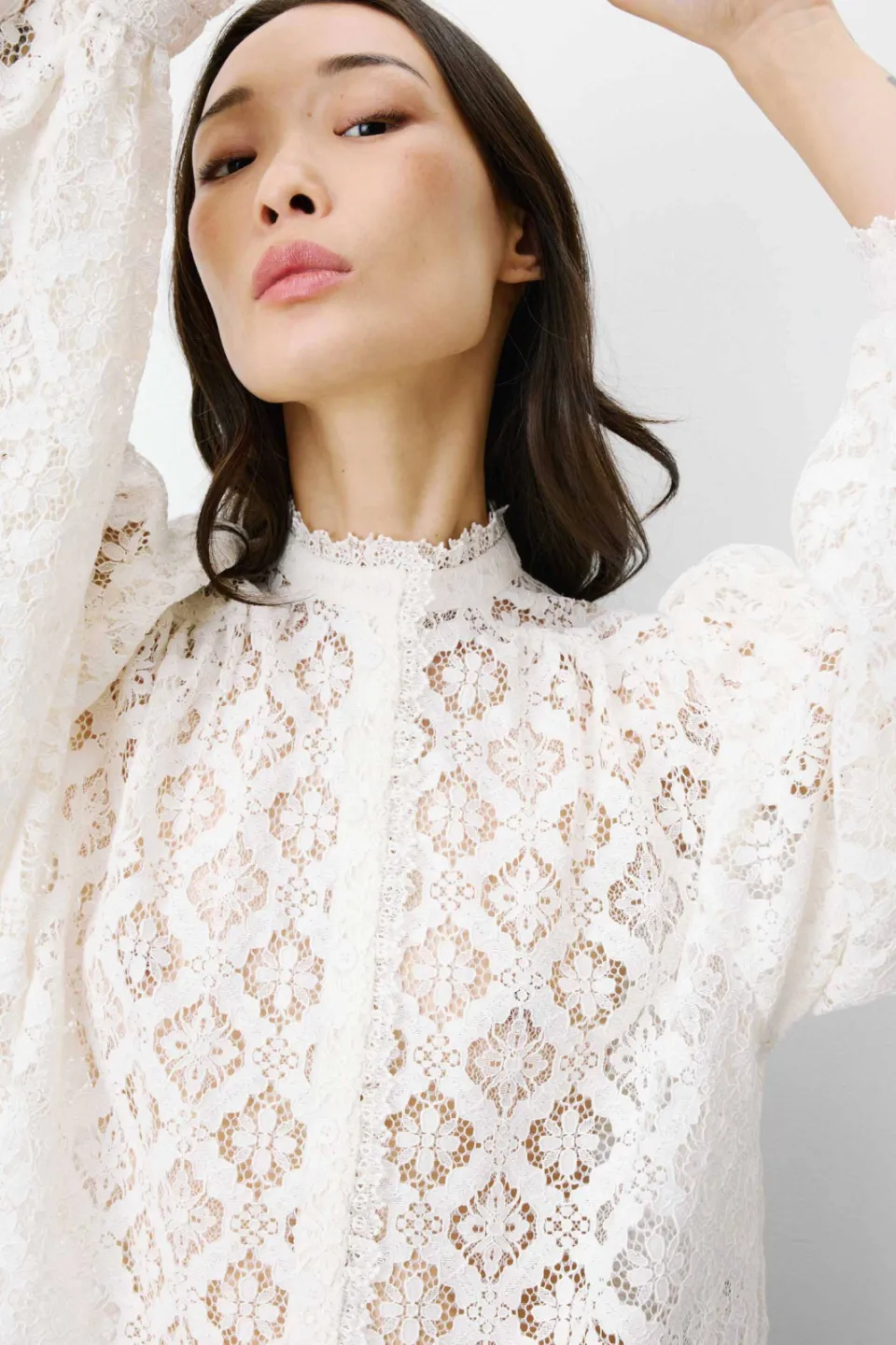 Grace & Mila blouse met kant ecru, foto 4