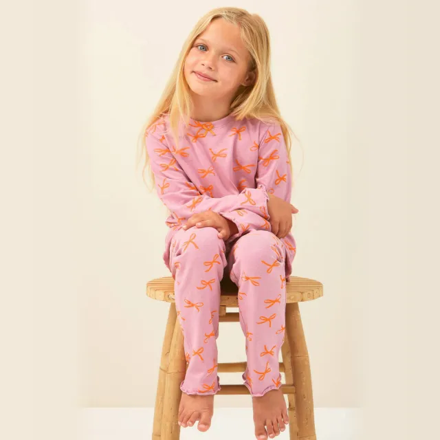 Little Label pyjama met strikjes roze Roze/oranje
