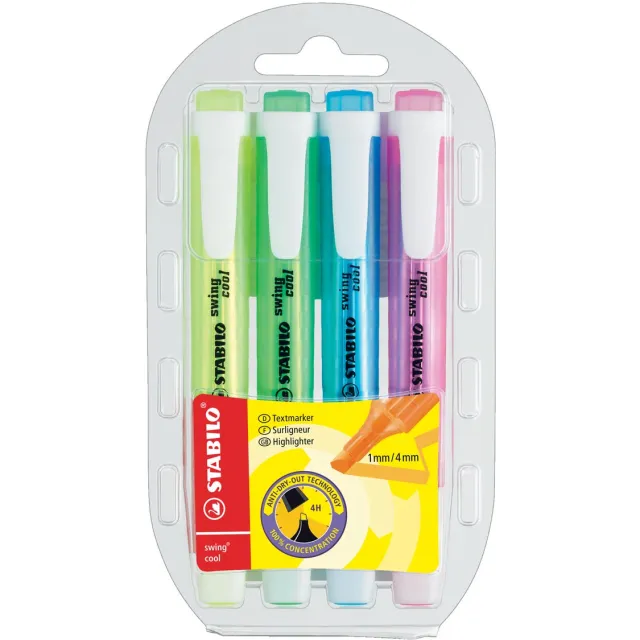 Stabilo Markeerstift stabilo swing cool 275/4 assorti etui blauw