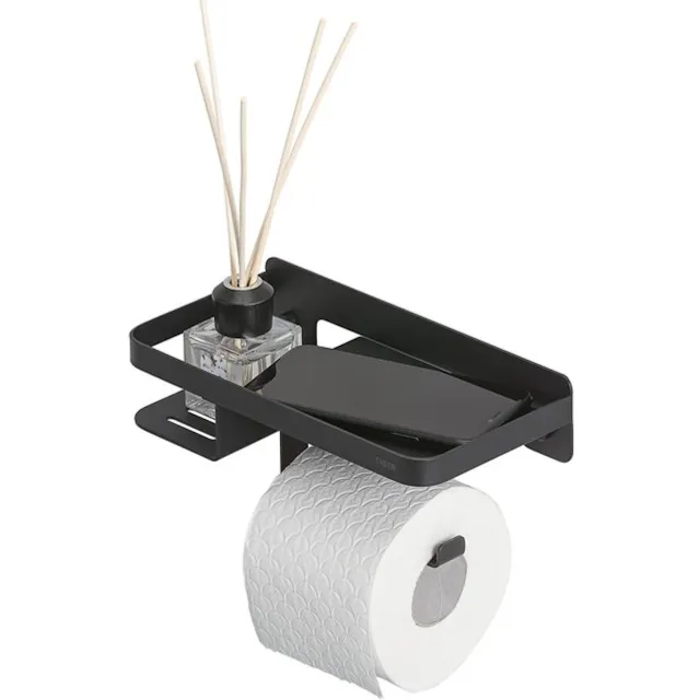 Tiger Caddy toiletrolhouder met planchet zwart