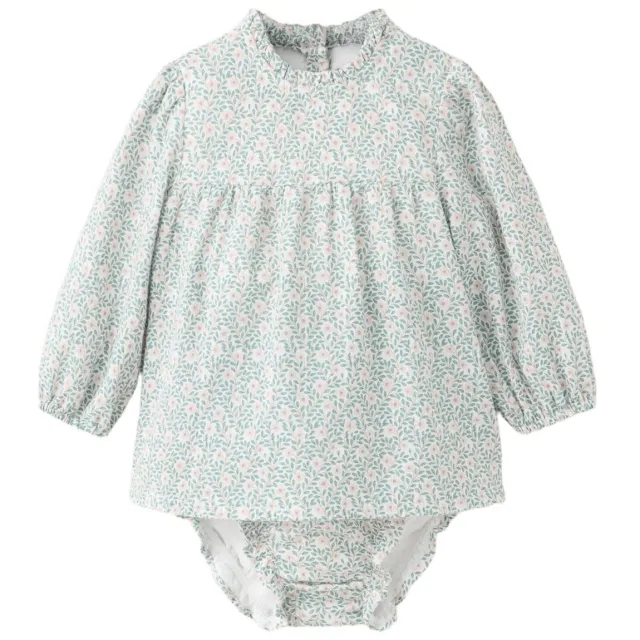 Mango Kids gebloemde set met smockwerk - groen/roze