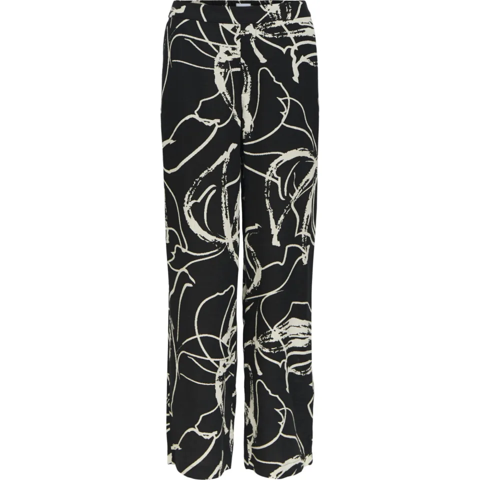 Object straight regular waist gestreepte casual broek zwart, foto 2