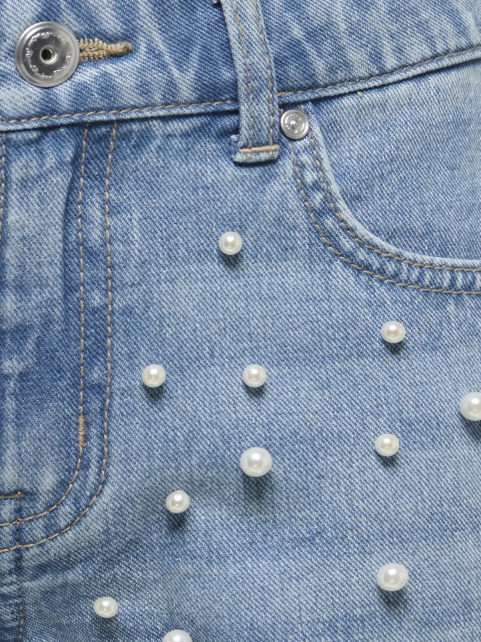 Kids Only Girl regular short met parels lichtblauwe denim, foto 4