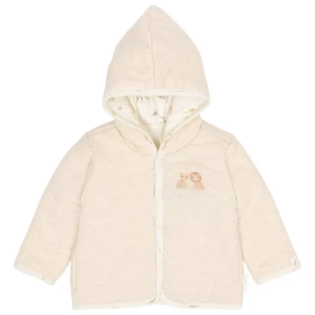 Little Dutch katoenen gebreid vest met print - beige