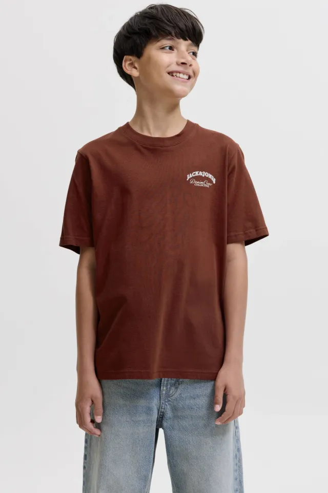 Jack & Jones rechtvallend t-shirt met backprint steenrood