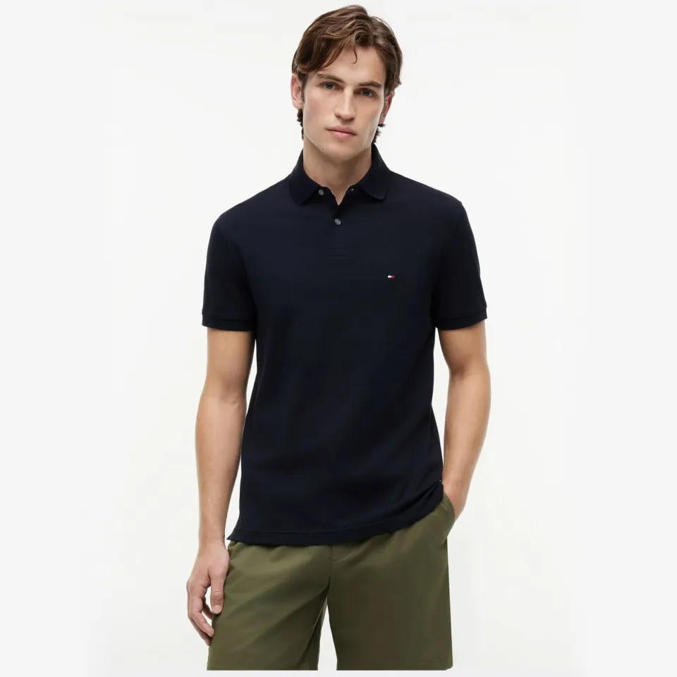Tommy Hilfiger Slim fit poloshirt van piqué blauw