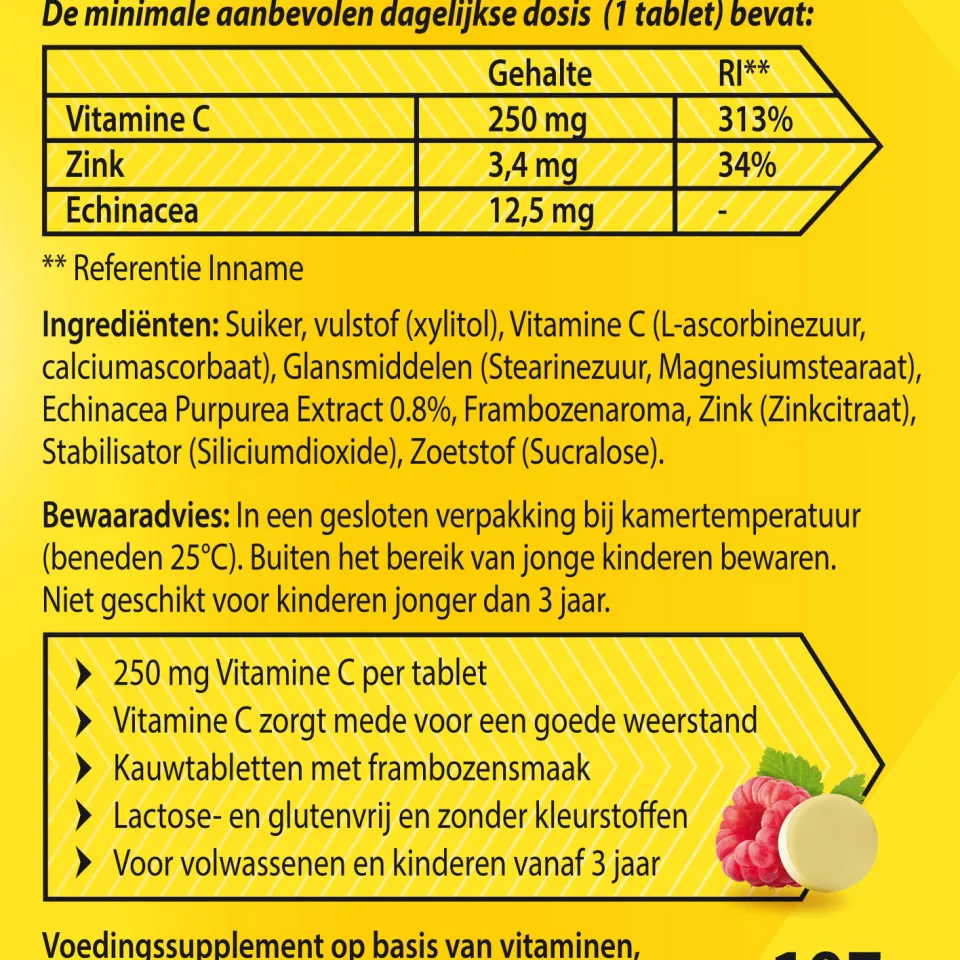 Roter Vitamine C 250 mg Weerstand framboos, foto 3