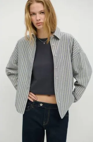 Mango TEEN gestreepte blouse lichtblauw/ecru, foto 2
