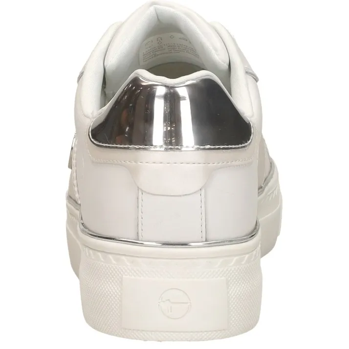 Tamaris veterschoenen wit met zilver, foto 5