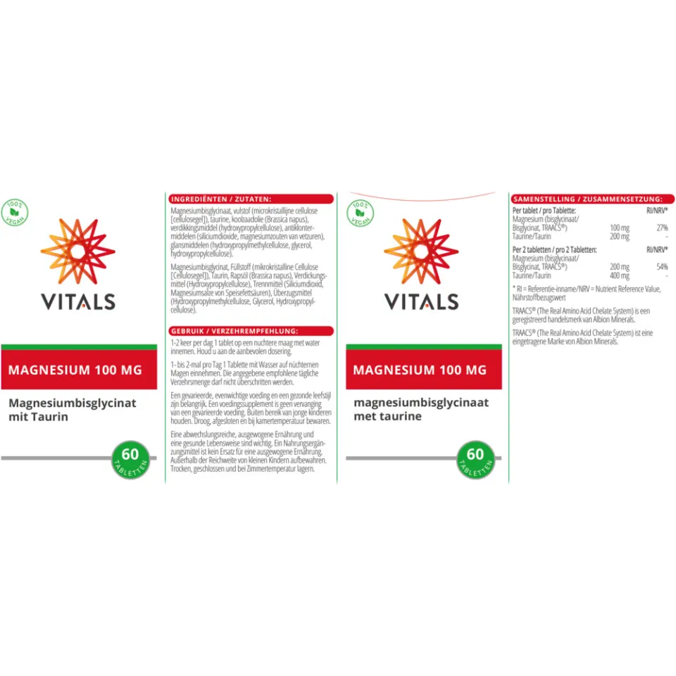 Vitals Magnesium bisglycinaat 100 mg tabletten, foto 4