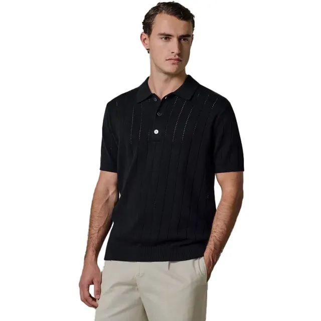 Profuomo Poloshirt Profuomo navy met structuur marine