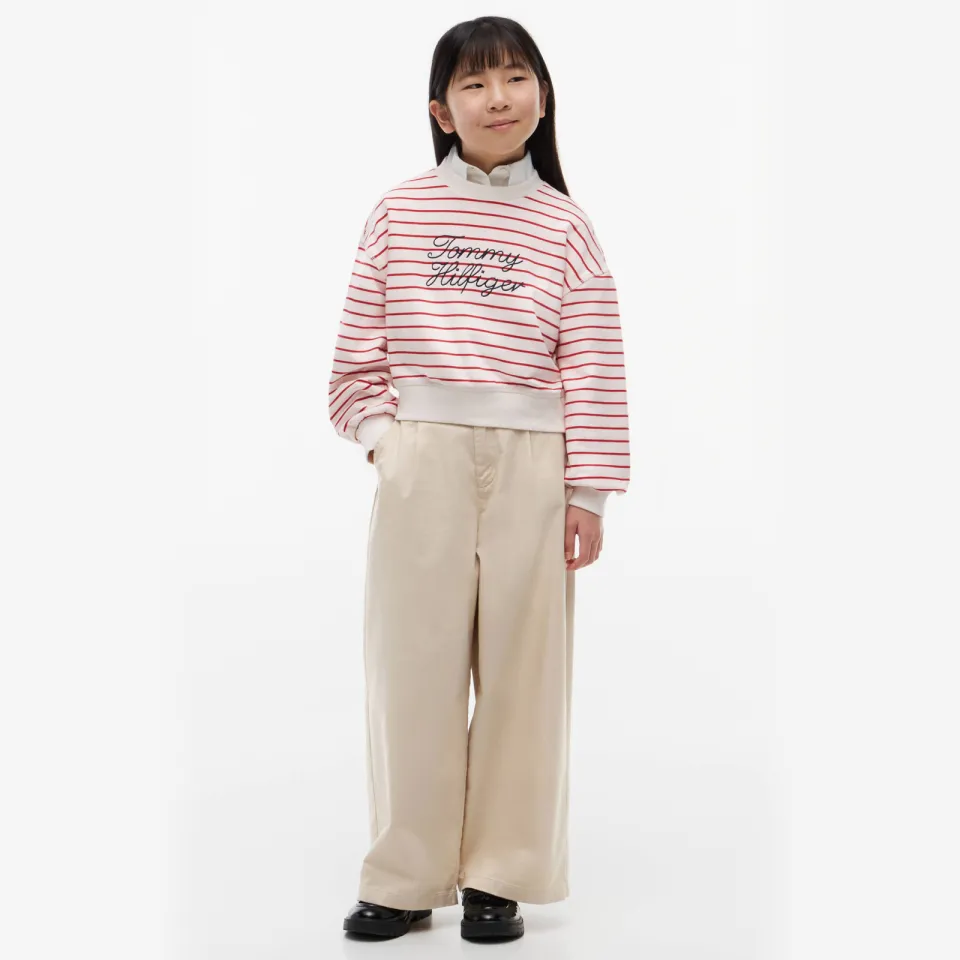 Tommy Hilfiger gestreepte sweater met tekst en borduursels - rood, foto 3