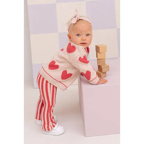 Babyface gestreepte flared babybroek roze wit, foto 3