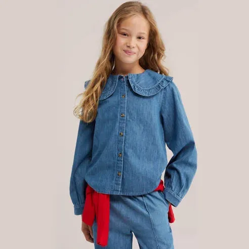 WE Fashion Blue Ridge denim blouse mediumblauw, foto 2