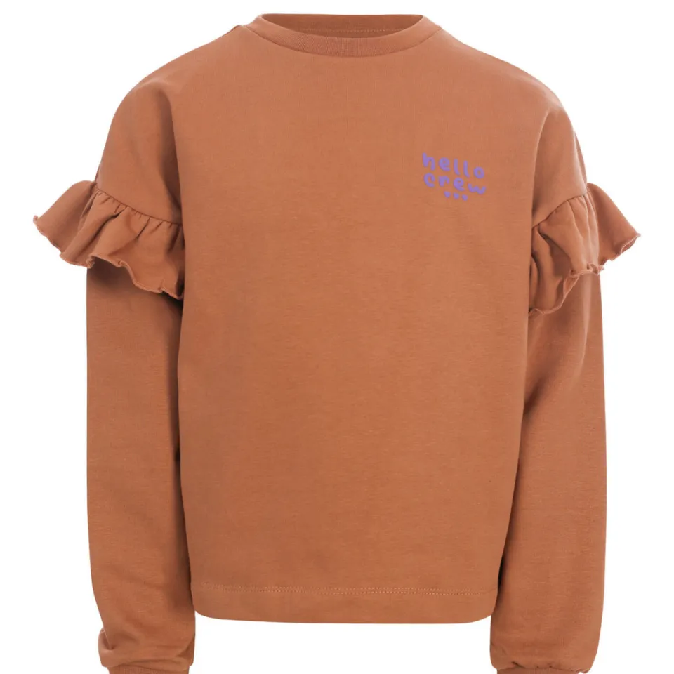 LOOXS little boxy sweater met ruches en backprint - bruin, foto 3