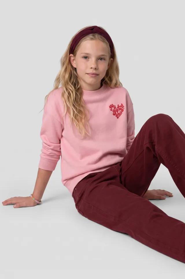 Me & My Monkey rechtvallende sweater met backprint Lichtroze/rood