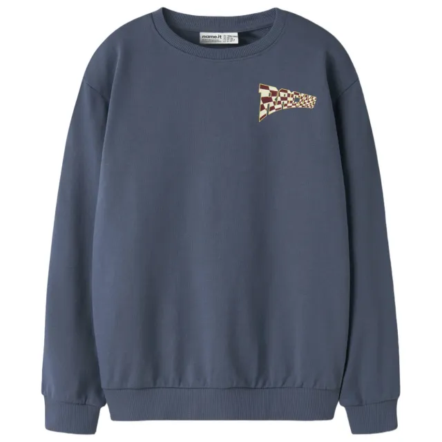 NAME IT KIDS sweater met backprint blauw Vintage Indigo