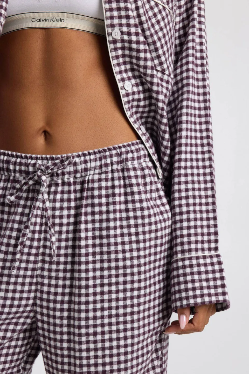 America Today flanel pyjamabroek - donkerrood/wit, foto 4