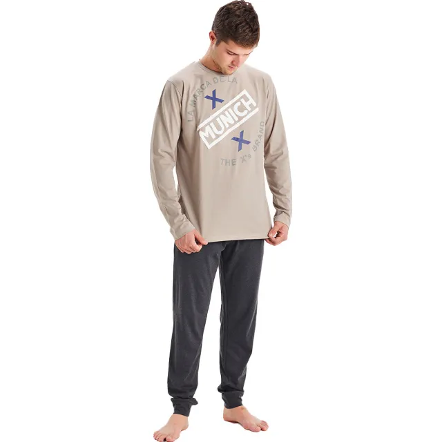 Munich MU1 pyjamaset beige Grijs