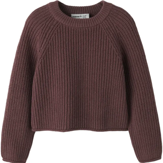 NAME IT MINI oversized gebreide trui - donkerrood