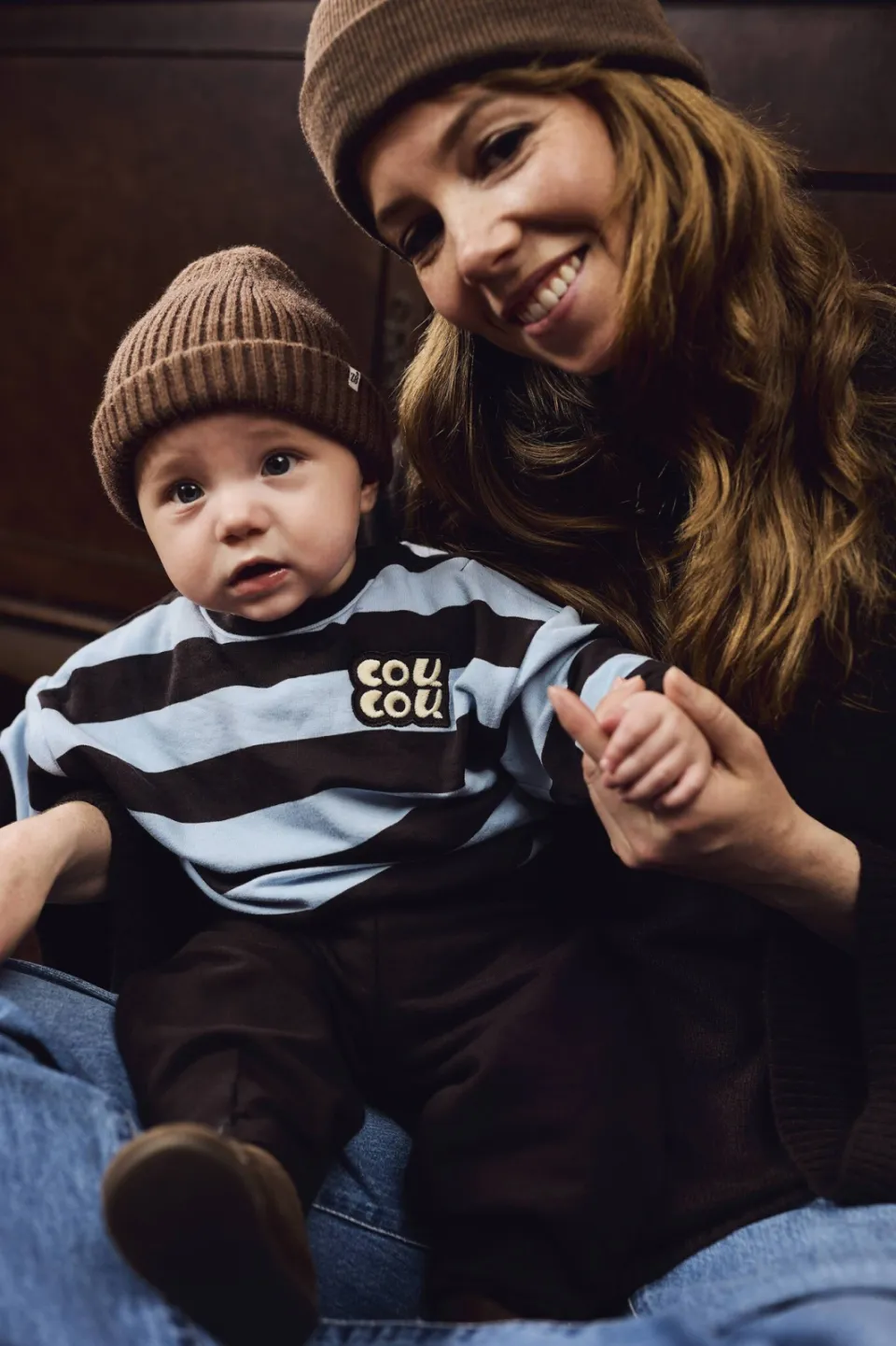 Z8 newborn gestreepte sweater - donkerbruin/lichtblauw, foto 5