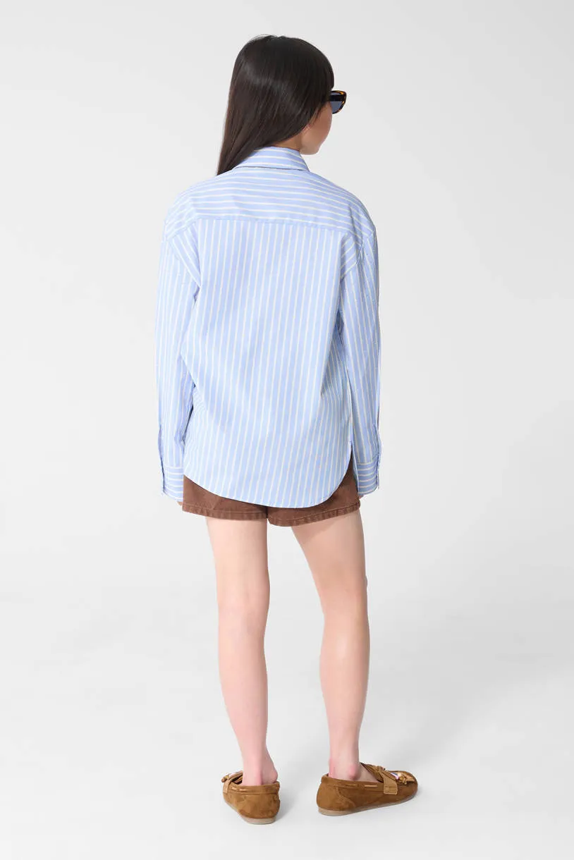 Shoeby gestreepte blouse lichtblauw, foto 7